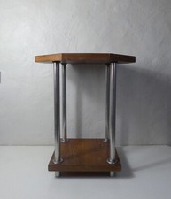 table d'appoint design scandinave teck et acier chromé vintage