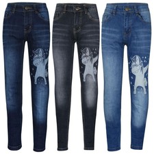 Pantalon En Jean Stretch Pour Garçons De 5 À 14 Ans, Design Licorne Dab
