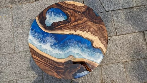 Art table époxy bleu - de,