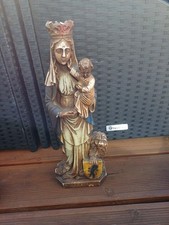 Statue Sainte Vierge Marie Enfant Jesus. Notre-Dame Des Flandre Lion 40 Cm