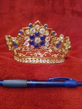 ANCIENNE COURONNE RELIGIEUSE/STATUE/LA VIERGE/LAITON/CROWN/STRASS/DIADEME/H.7cm