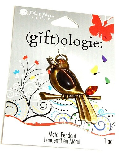 Bird pendant antiqued gold - pendant,