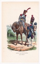 Gravure XIXe Train d'Artillerie Napoléon Bonaparte Garde Impériale 1840