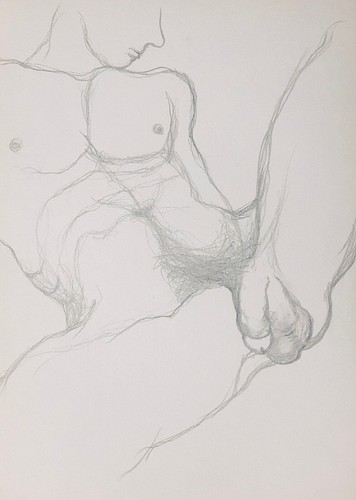 Dessin fusain homme - , nu