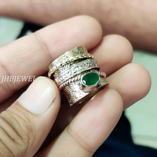 Bague toupie de méditation en argent sterling 925 pierre précieuse onyx verte...