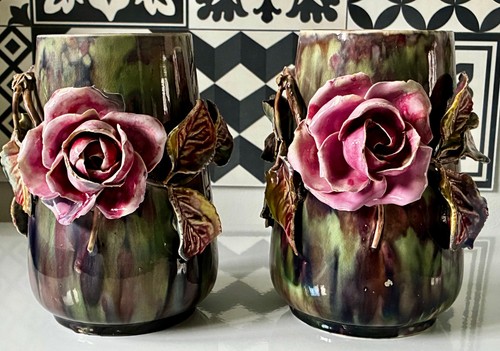 Paire vase barbotine art - barbotine,