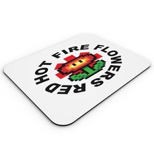 Tapis de Souris Red Hot Fire Flowers Parodie Pixel Art Gamer Vintage Arcade Jeux