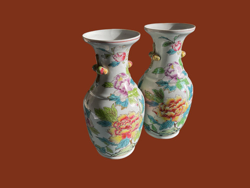Paire vases chinois en - de,