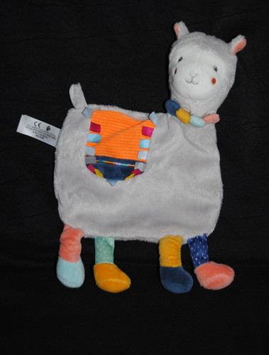 Doudou plat lama gris - plat,