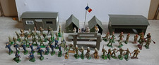 jouet Starlux base militaire 2 baraquement 2 tente drapeau + 55 soldat WW2 marin
