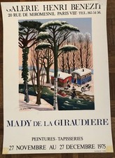 affiche en lithographie de Mady De La Giraudière Pour Une Exposition à Paris