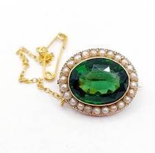 Broche antique or blanc 9k