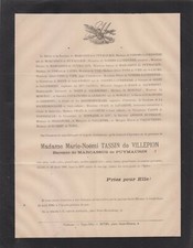 1886 Faire-part décès Mme de