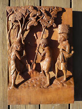 Panneau sculpté en bois - bas-relief Madagascar