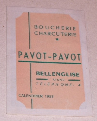 Calendrier 1957 boucherie - de, :