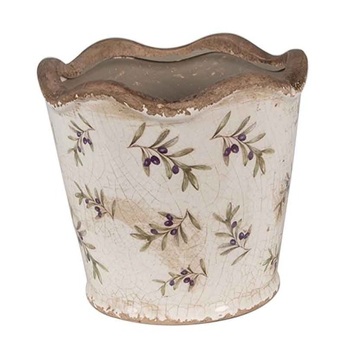 Pot fleurs céramique - pot, beige