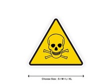 Sticker panneau DANGER POISON tête de mort 7cm(S) -20cm(XL) autocollant triangle