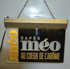 ANCIENNE ENSEIGNE PUB ECLAIREE DE CAFE BAR BISTROT MEO PUBLICITAIRE AFFICHE
