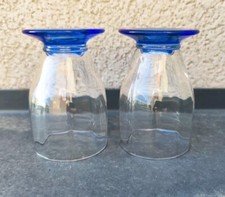 Lot De 2 Verres À Digestif - Pied Bleu - Daum Nancy France