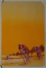 Affiche Cyclisme COURSE VELO 1944 Lithographie Van den Bergen