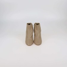 Celine Beige Leather Zip Heeled Booties