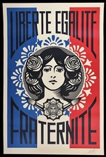 SHEPARD FAIREY Liberté Egalité Fraternité LITHO OFFSET SIGNEE OBEY GIANT MINT