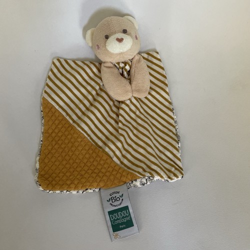 Doudou plat ours ocre - ours, rayé