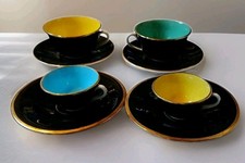 4 Tasses Anciennes Digoin Noir