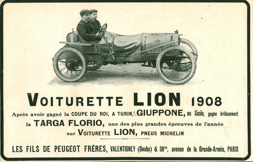 Publicité ancienne voiturette