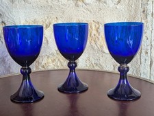 3 Ancien Verre Bleu Cobalt , estampille