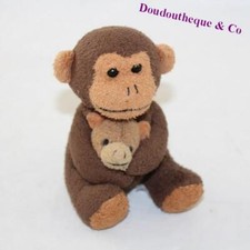 Mini peluche singe maman et son bébé marron 10 cm (CEMO)