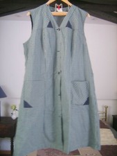 Blouse de cuisine vintage à carreaux bleu marine, bleu ciel, ocre T 50 neuve