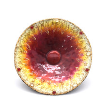 Limoges P Bonnet coupe emaux/argent or/rouge french enamel cup on silver