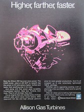 7/1976 PUB ALLISON GAS TURBINE GM DETROIT DIESEL 250 C20B HELICOPTER ORIGINAL AD