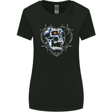 Skull Love Dans Un Cœur En Fil De Fer Barbelé T-Shirt Femme À Coupe Large