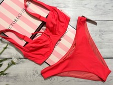 Ensemble De Bikini Victoria's Secret Swim Wicked Brésilien Rayé Corail