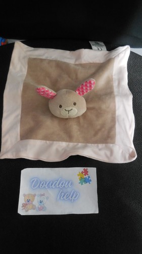 Doudou plat lapin beige - lapin, rose
