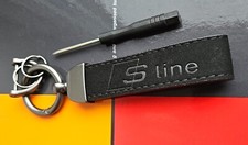 Logo S line Porte clé S line Mélange de cuir Alcantara