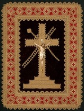 Grand et exceptionnel canivet, XIX°- CRUCIFIX. Holy card, Santino, Image pieuse.