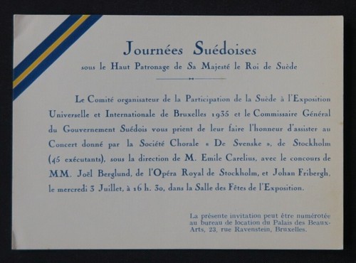 Carte invitation 1935 - carte, d'invitation