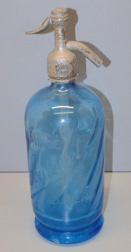 Ancien siphon verre bleu - -ancien,