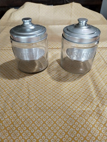 Bocaux cafe sucre vintage - cafe,