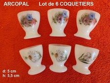 ARCOPAL  FRANCE - Vintage   -  Lot de   6COQUETIERS    Décor  Fleurs diverses