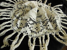 Dentelle ancienne bas de rideau  pompons dentelle grosse fleur  1 mètre 03 B3