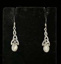 Vintage Sterling Mop Irlandais Noeud Celtique Pendantes / Goutte Boucles 3.8cm