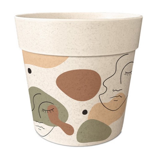 Cache pot bambou visage - pot, cm