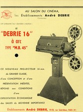 "PROJECTEUR DEBRIE 16" Annonce originale entoilée SALON DU CINEMA années 50 