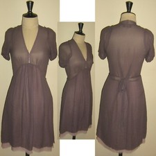 Robe en Soie One Step en 34 Mauve Effiloché sur les bordures Neuve ss étiquette
