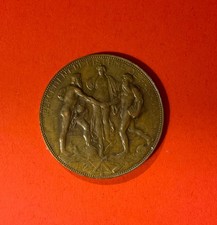 MEDAILLE CANAL DE PANAMA 1880 CANAUX - TRANSPORTS FLUVIAUX Signé : ROTY BRONZE.