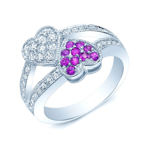 Saphir rose bague diamant 14k - bague,